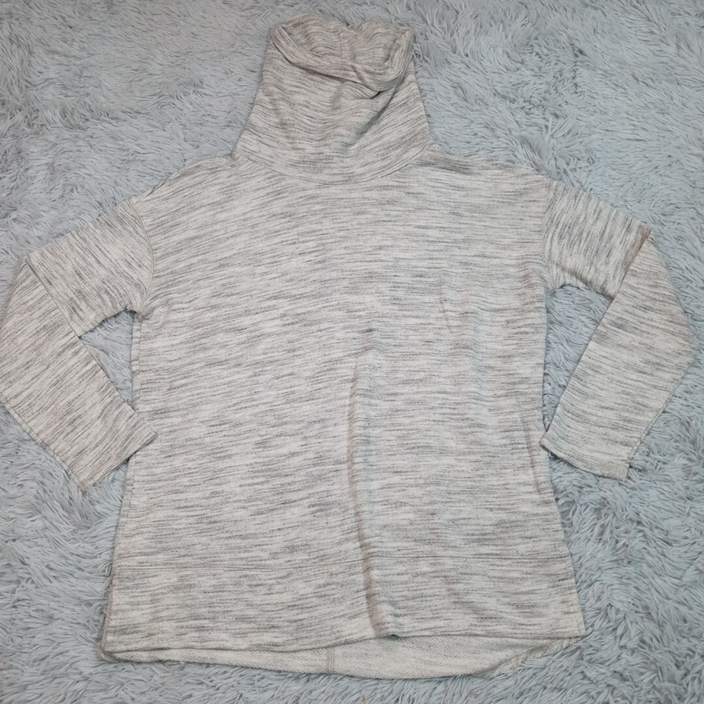 Liz Claiborne Sweatshirt Womens Gray M Pullover Funnel Neck Stretch